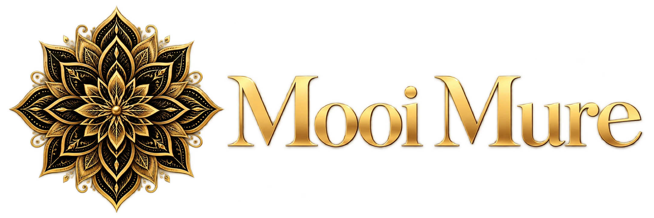 Mooi Mure logo — gold mandala with serif wordmark