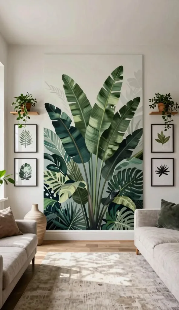 Feature wall with printed wallpaper